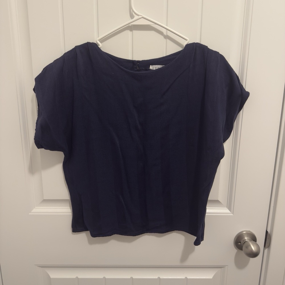 Christy Girl New York Women's Navy Blouse Size Large Vintage